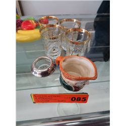 Six pieces of assorted glass and pottery