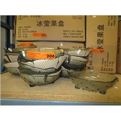 Case of green footed glass bowls