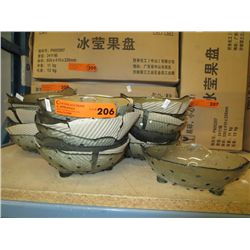 Case of green footed glass bowls