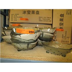Case of green footed glass bowls