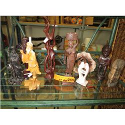 Shelf lot of 9 decorative objects