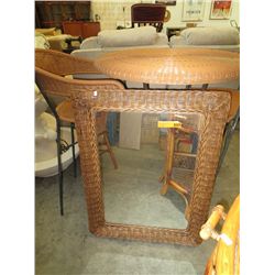 Wicker framed mirror