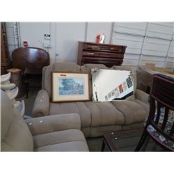Beige reclining sofa & love seat