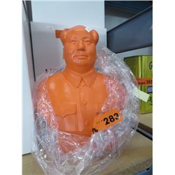 Orange "Chairman Mao" bust - 11" tall