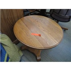 Round oak pedestal base side table