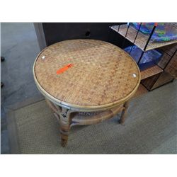 Wicker side table 32" dia. 19" tall