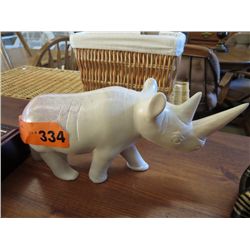 Carved stone rhinoceros 9" long 4" tall
