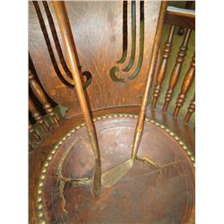 Pair of antique oak shaft golf clubs