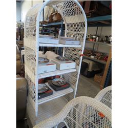 Arched wicker shelving unit