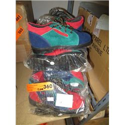 Twelve pairs of children's suede shoes