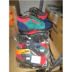 Twelve pairs of children's suede shoes