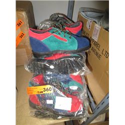 Twelve pairs of children's suede shoes