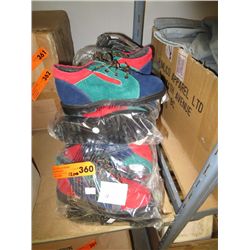 Twelve pairs of children's suede shoes
