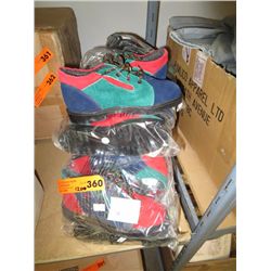 Twelve pairs of children's suede shoes