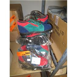 Twelve pairs of children's suede shoes