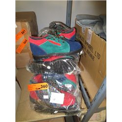 Twelve pairs of children's suede shoes