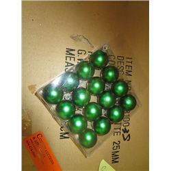 Case of packs of 25mm Matte GREEN Xmas balls