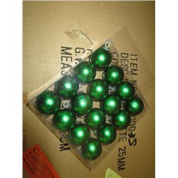 Case of packs of 25mm Matte GREEN Xmas balls
