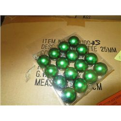Case of packs of 25mm Matte GREEN Xmas balls