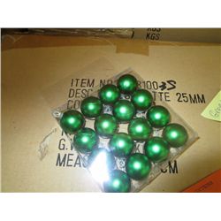 Case of packs of 25mm Matte GREEN Xmas balls