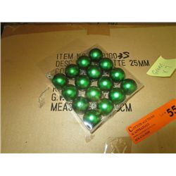 Case of packs of 25mm Matte GREEN Xmas balls