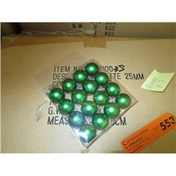 Case of packs of 25mm Matte GREEN Xmas balls