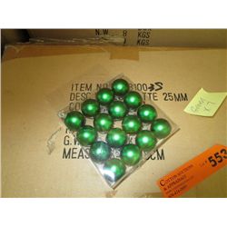 Case of packs of 25mm Matte GREEN Xmas balls