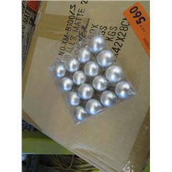 Case of packs of 25mm Matte SILVER Xmas balls