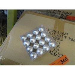 Case of packs of 25mm Matte SILVER Xmas balls