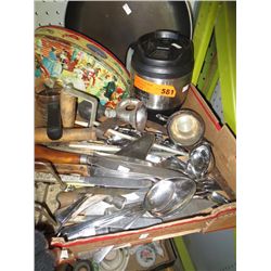 Box of vintage and modern items