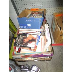 Three boxes of books and magazines