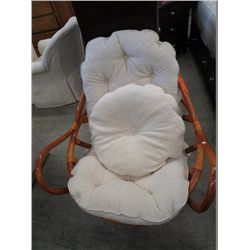 Bamboo swivel chair with upholstered seat and back