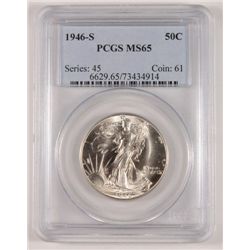 1946-S WALKING LIBERTY HALF DOLLAR, PCGS MS-65