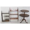 Image 1 : Mahogany 2 tier table & 2 hanging wall shelves