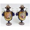 Image 1 : Pair cobalt blue figural Sevres covered  vases