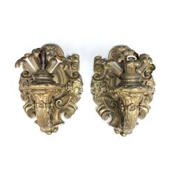 Pair 19th c. bronze 3 light sconces