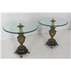Image 1 : Pair Urn based glass top end tables