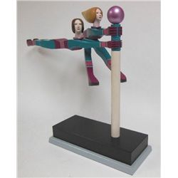 Modern hand painted wood sculpture