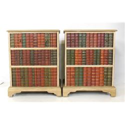 Pair faux book 3 drawer end tables