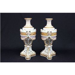 Pr unusual figural French porcelain covered vases