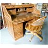 Image 4 : "S" oak roll top desk & matching desk chair