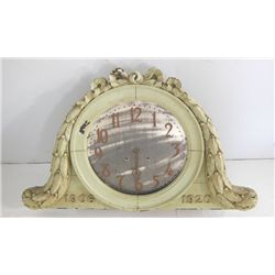 Antique carved wall clock painted green