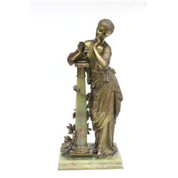 Bronze & onyx sculpture of a "Lady Reading"
