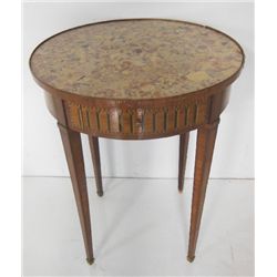 19th c. parquetry bouilotte table