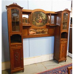 Antique oak fireplace surround with beveled glass