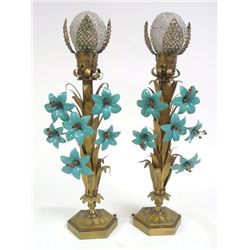 Pair bronze & gilt metal lamps