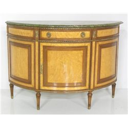 Marble top demilune cabinet