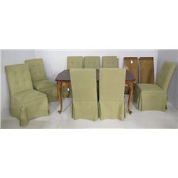 Burl walnut dining room table & & chairs