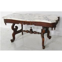 Beveled white marble top coffee table