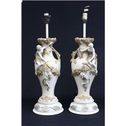 Pair Royal Dux figural lamps